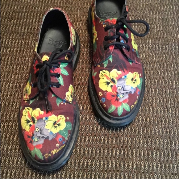 Rare Auth Dr. Martens Floral Flower Sneakers Shoes - Picture 2 of 6